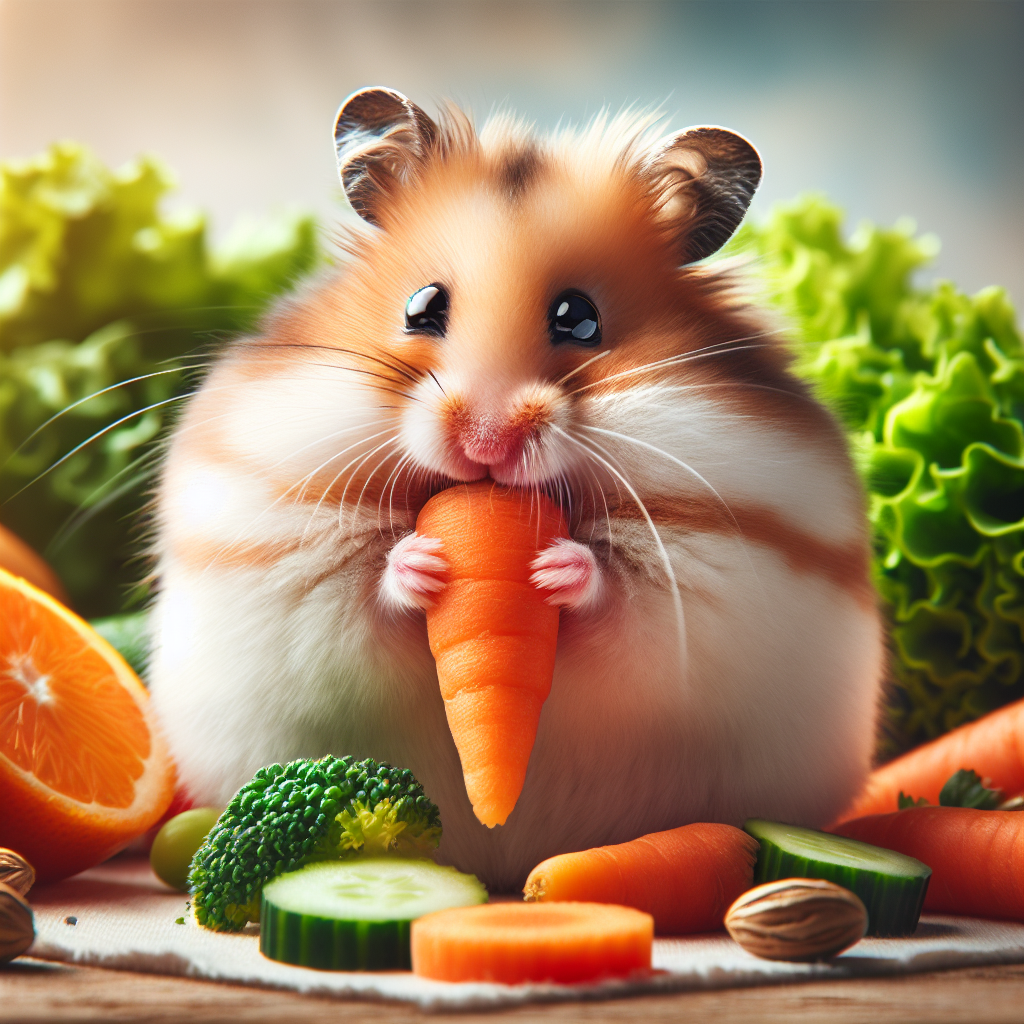Un hamster mangeant de la nourriture fraîche pour sa santé