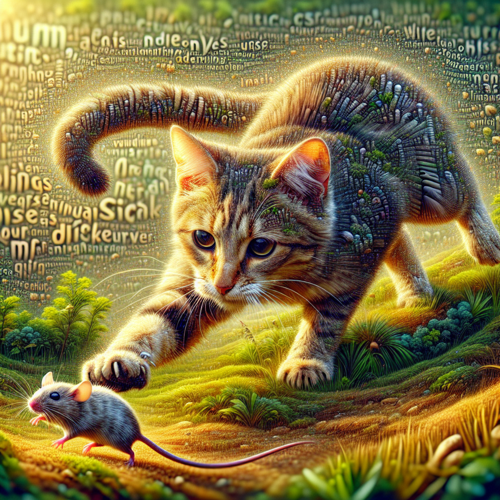 Un chat domestique joue avec une souris, illustrant son instinct de chasseur naturel.
