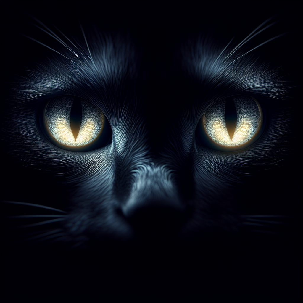 Les yeux d'un chat brillant dans l'obscurité, illustrant sa vision nocturne