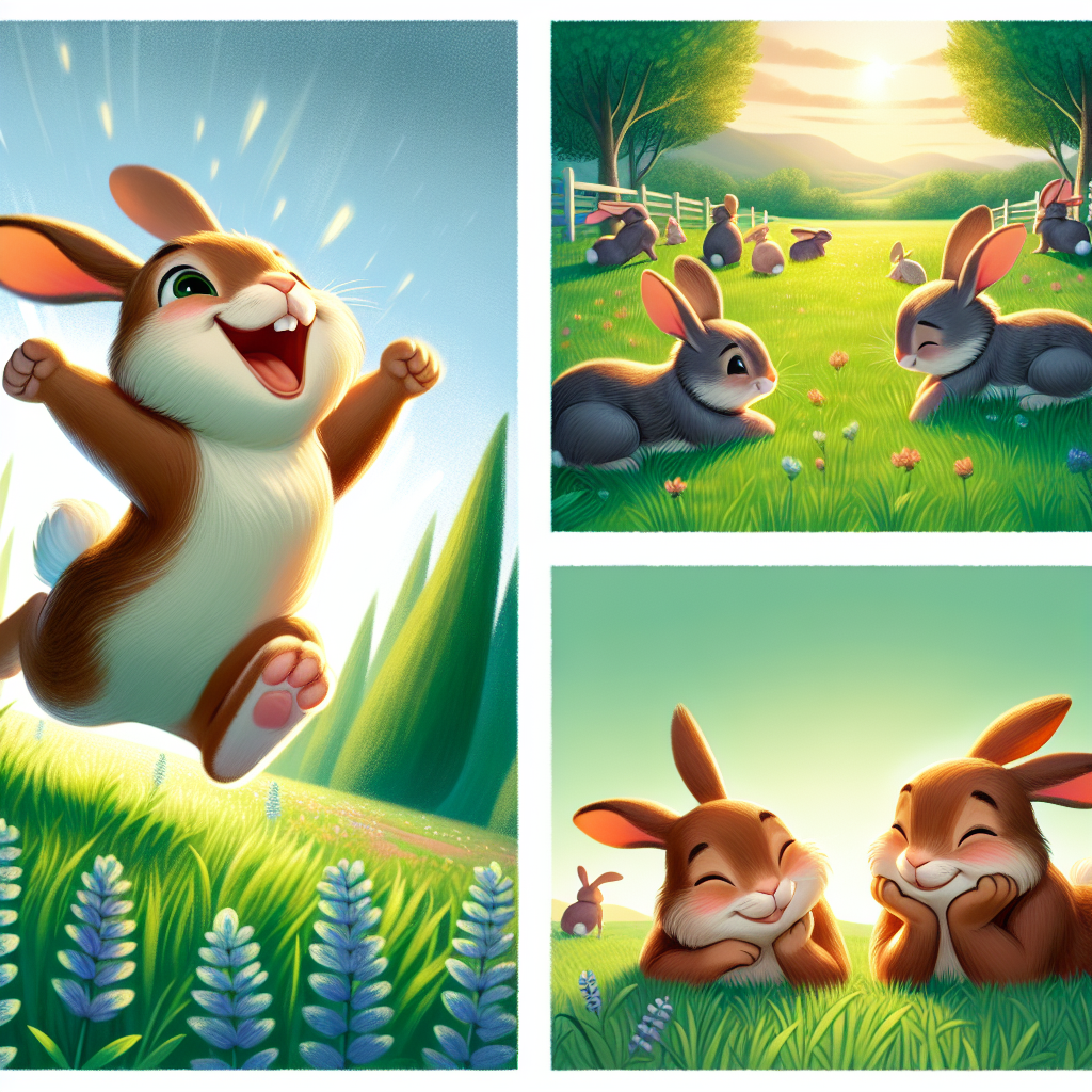 Un lapin heureux se reposant paisiblement, sautant de joie, ou interagissant socialement avec d'autres lapins