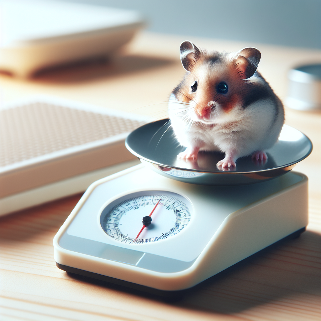 Un hamster en bonne santé est pesé sur une petite balance par son propriétaire.