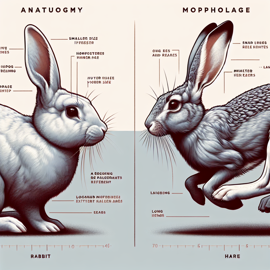 Illustration montrant les différences anatomiques entre un lapin et un lièvre, avec un lapin plus petit et compact, et un lièvre élancé et rapide.